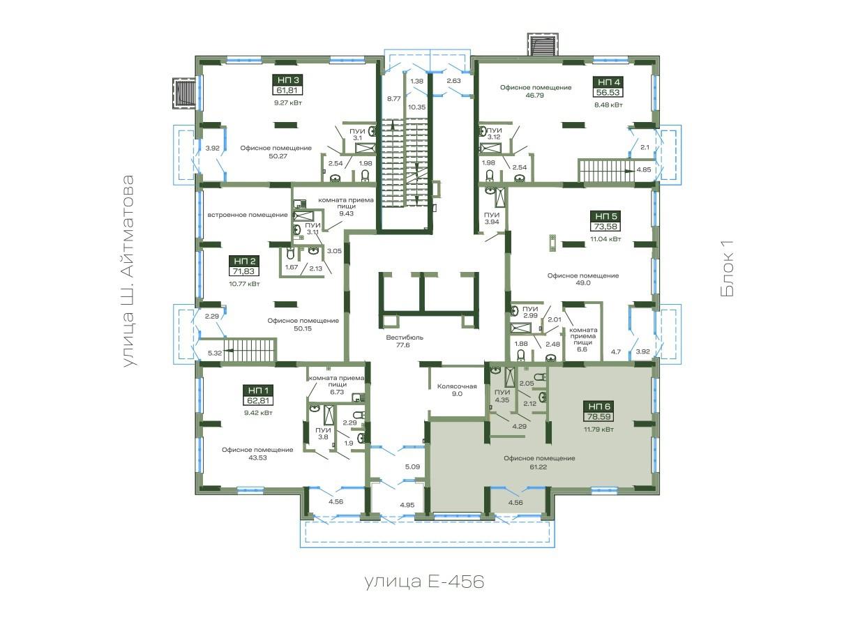 Коммерческое помещение 78.6 м², Астана