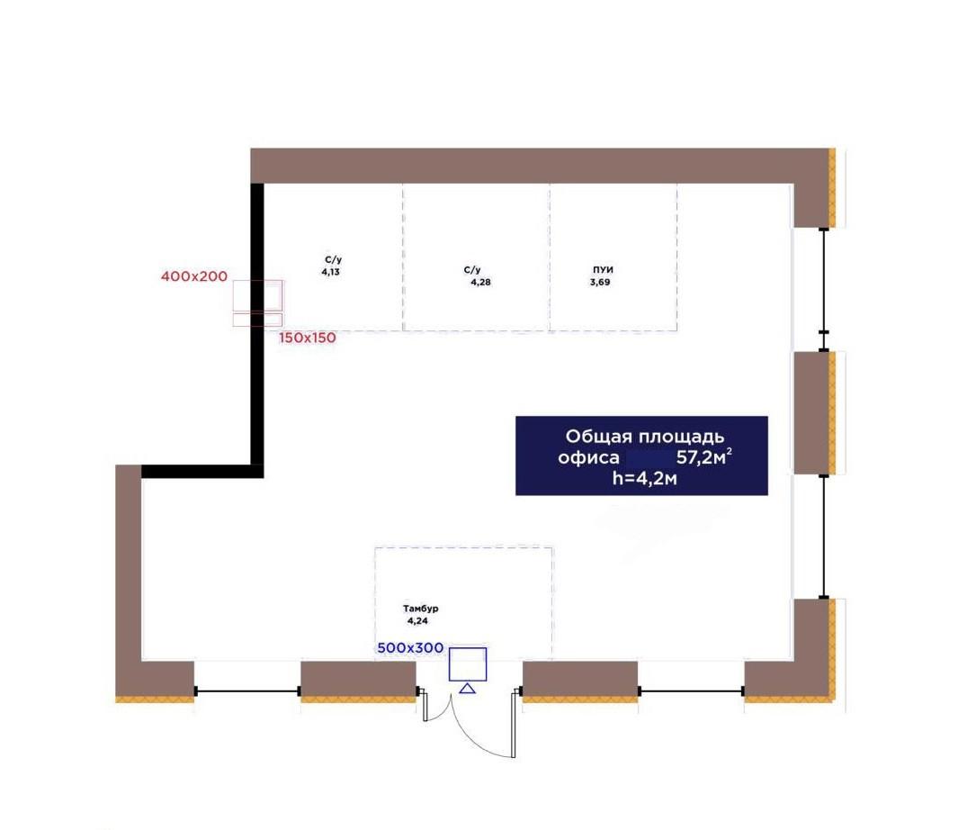 Коммерческое помещение 57.2 м², Астана