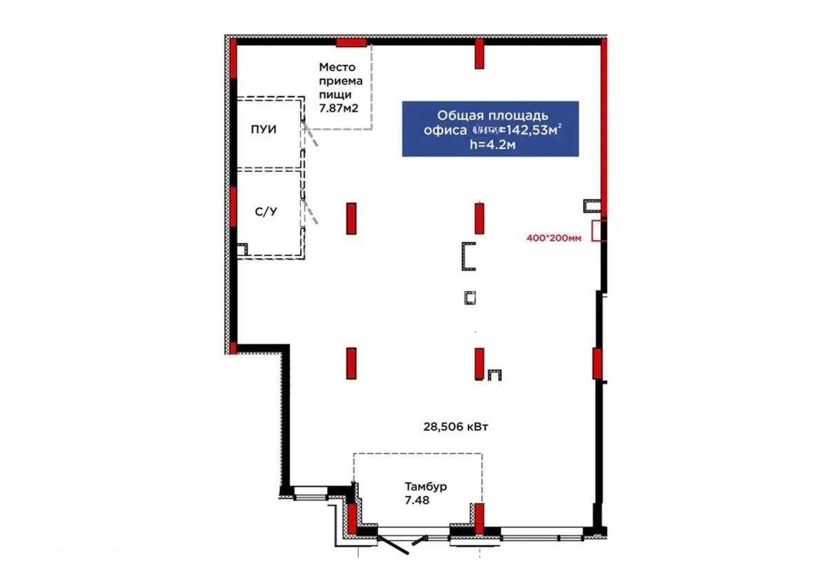 Коммерческое помещение 142.53 м², Астана