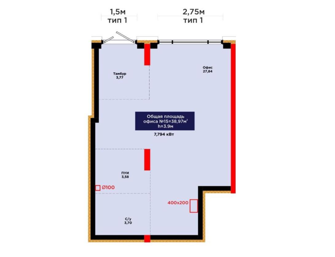 Коммерческое помещение 38.97 м², Астана