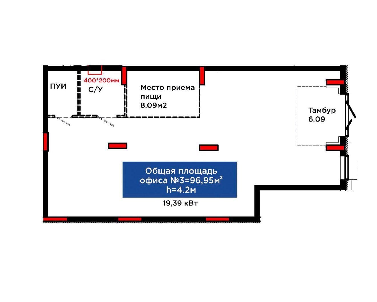 Коммерческое помещение 94.0 м², Астана