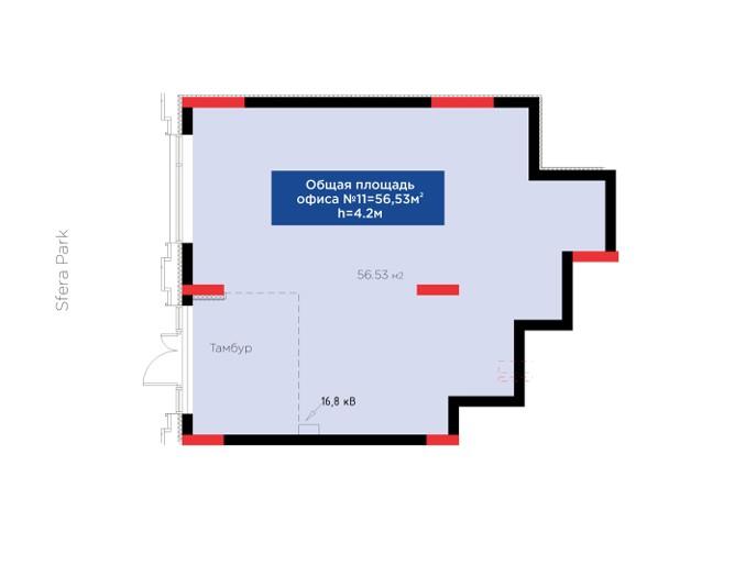 Commercial space 56.53 м², Astana